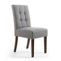 Steel Grey Fabric Dining Chair Waffle Back Dark Wood Legs