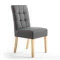 Steel Grey Linen Effect Fabric Dining Chair Natural Legs