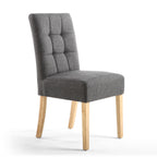 Steel Grey Linen Effect Fabric Dining Chair Natural Legs