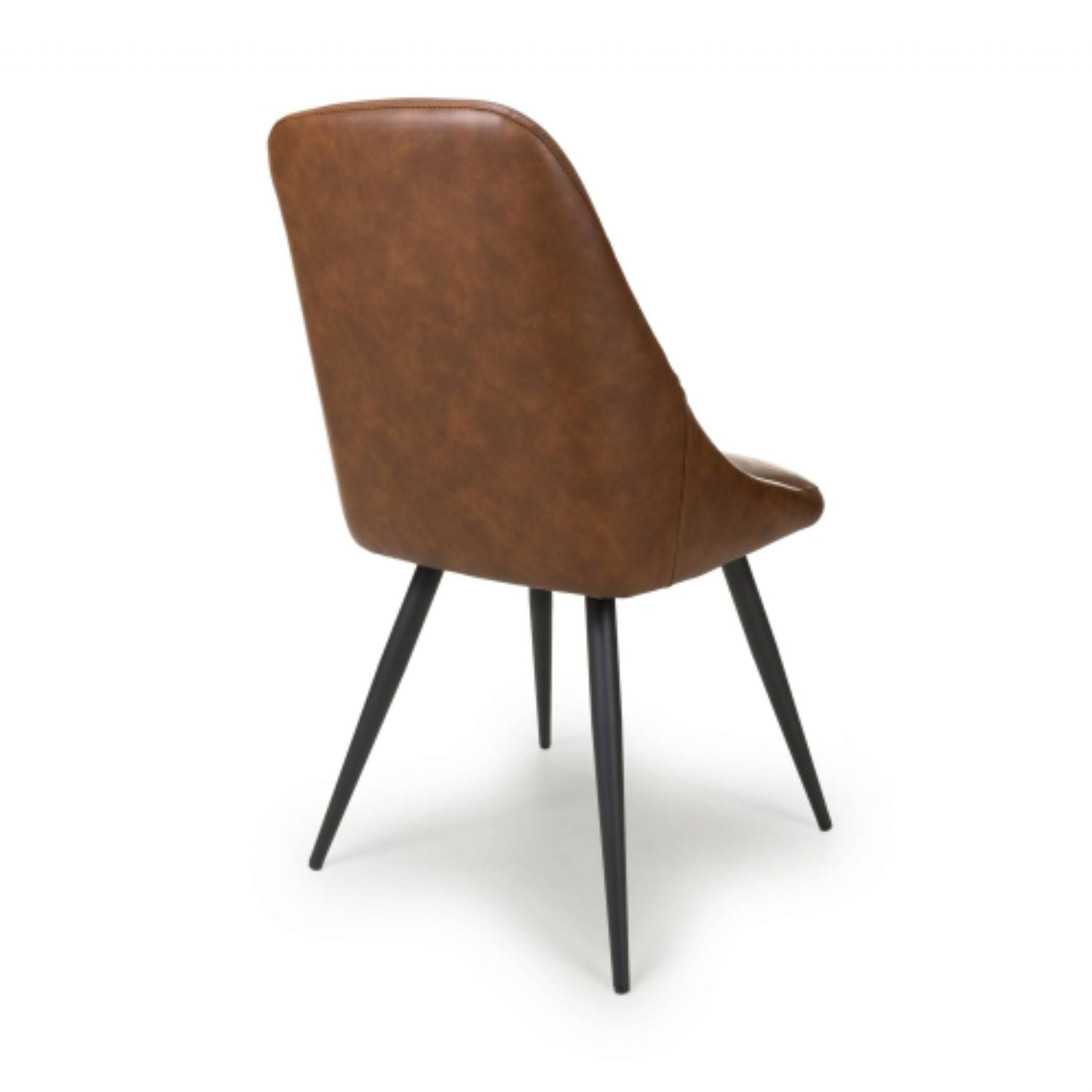 Tan Brown Leather Dining Chair Black Metal Legs - Home Furniture Interiors