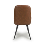 Tan Brown Leather Dining Chair Black Metal Legs - Home Furniture Interiors