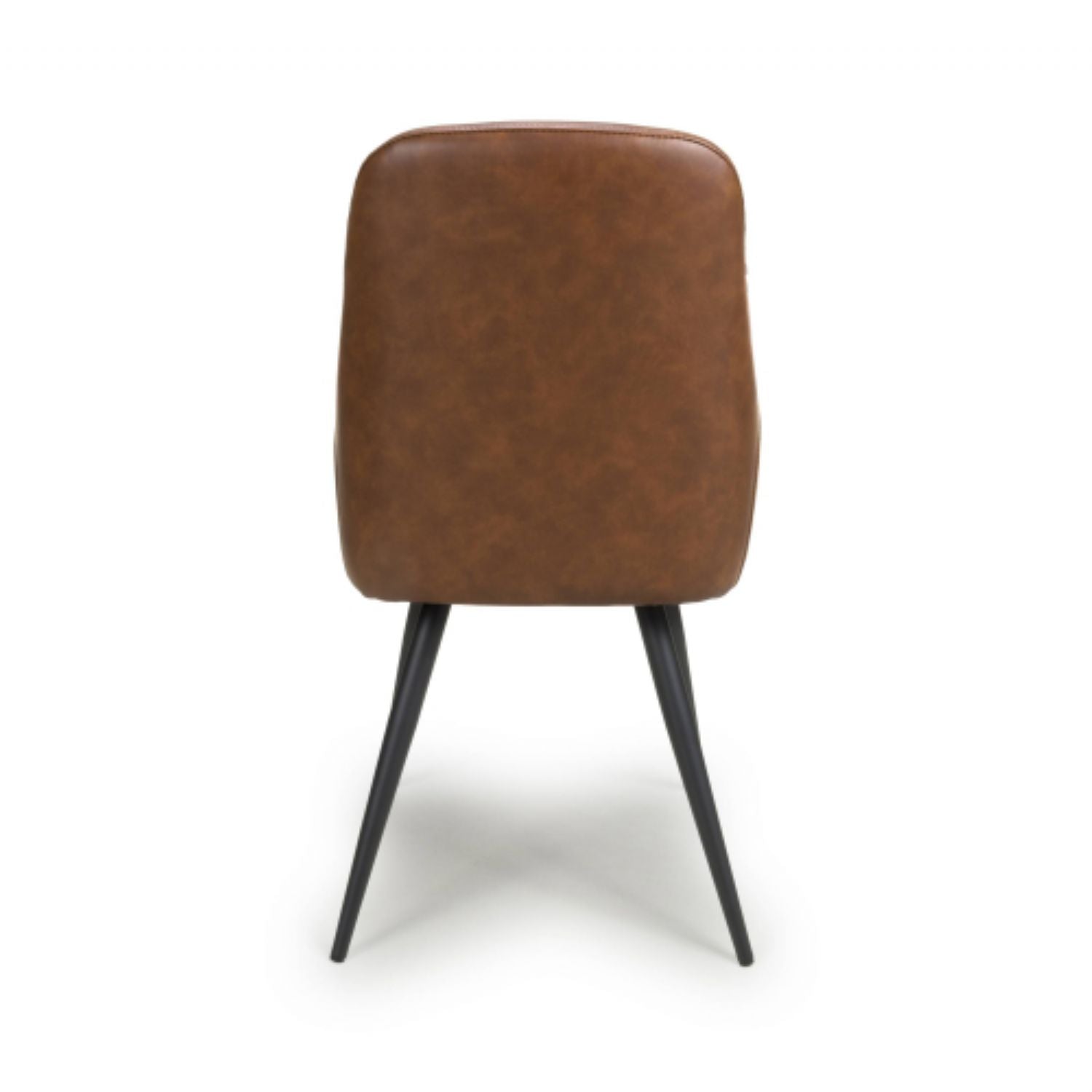 Tan Brown Leather Dining Chair Black Metal Legs - Home Furniture Interiors