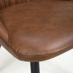 Tan Brown Leather Dining Chair Black Metal Legs - Home Furniture Interiors