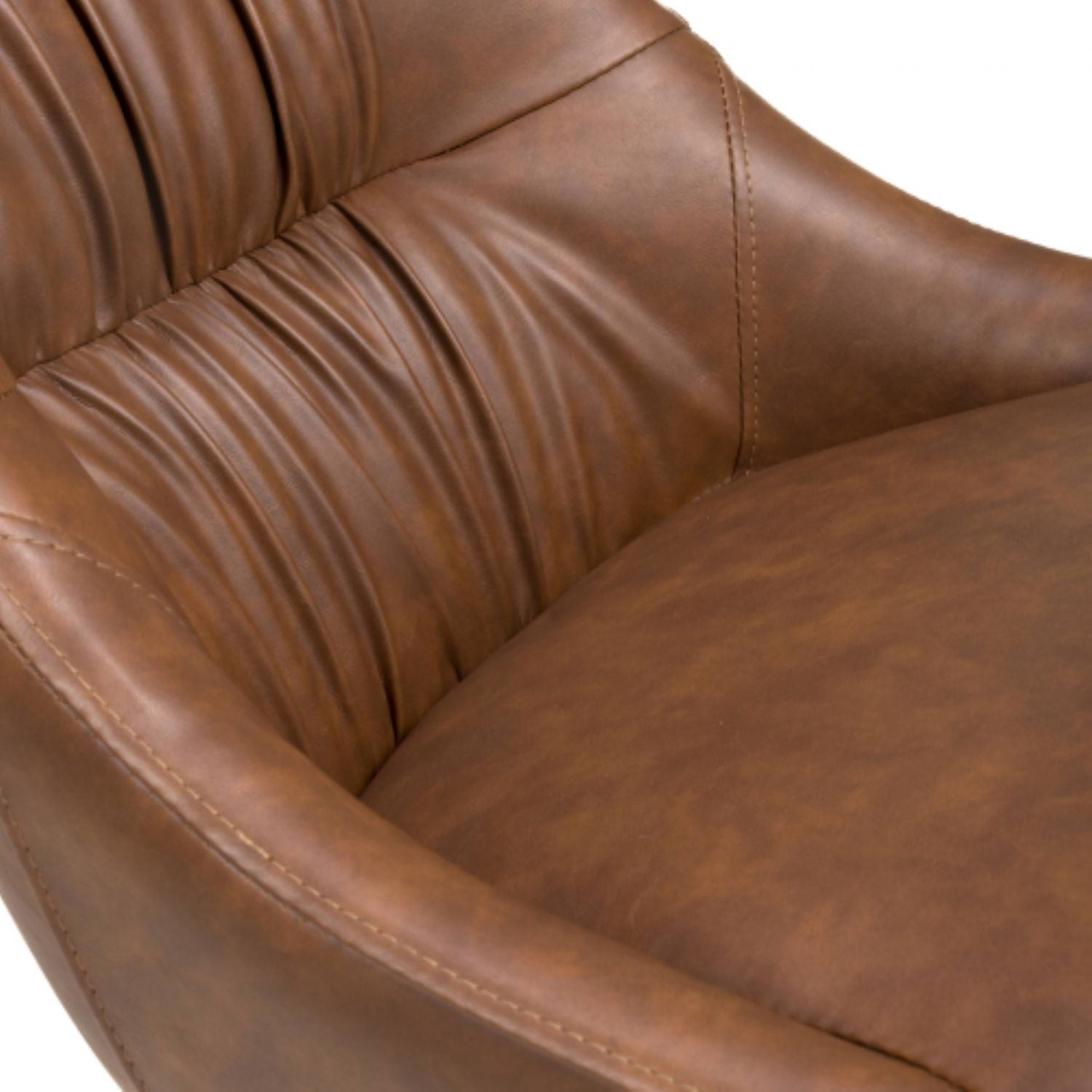Tan Brown Leather Dining Chair Black Metal Legs - Home Furniture Interiors