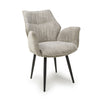 Toffee Cream Tweed Fabric Dining Chair with Black Metal Legs