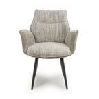 Toffee Cream Tweed Fabric Dining Chair with Black Metal Legs - Home Furniture Interiors