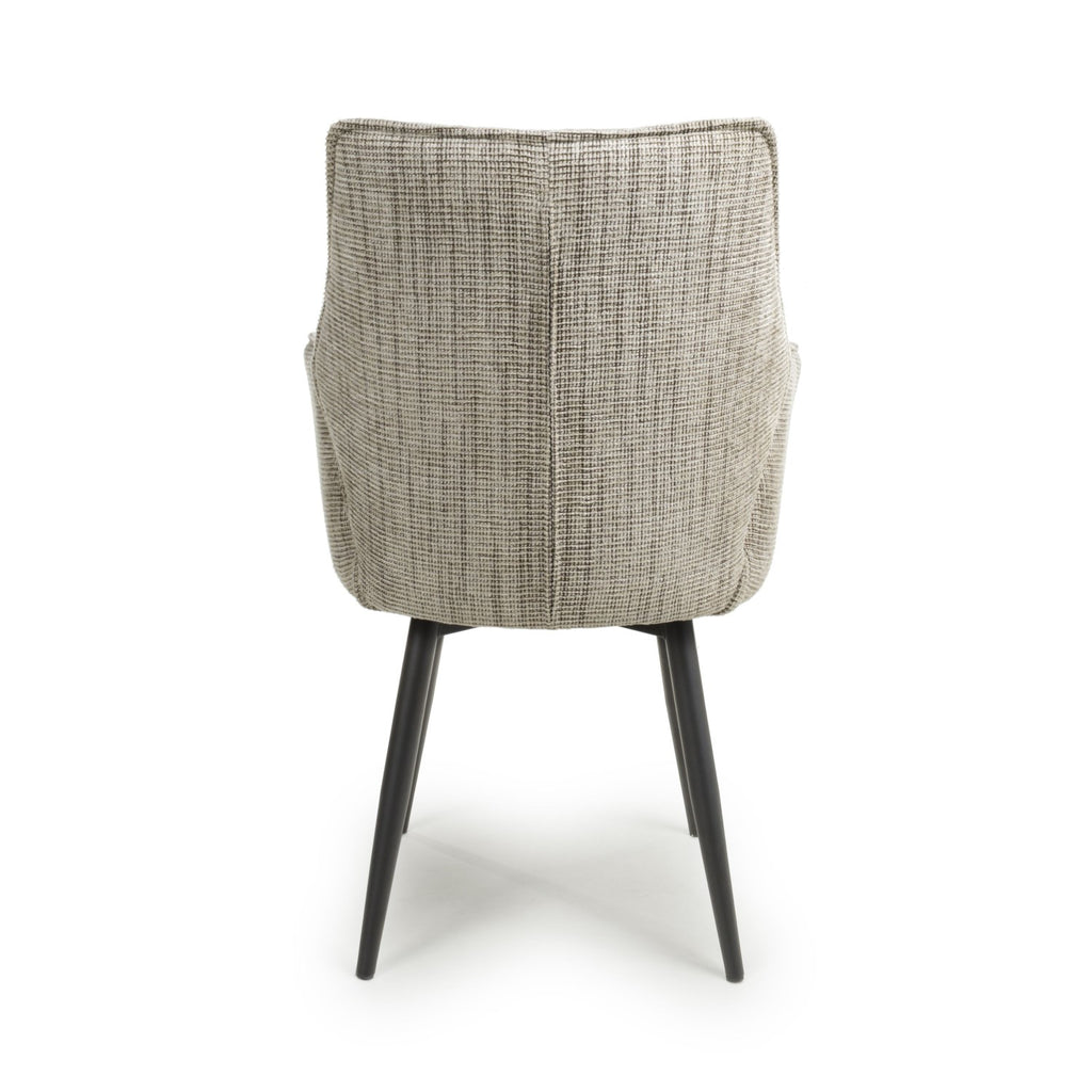 Toffee Cream Tweed Fabric Dining Chair with Black Metal Legs - Home Furniture Interiors