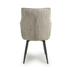 Toffee Cream Tweed Fabric Dining Chair with Black Metal Legs - Home Furniture Interiors
