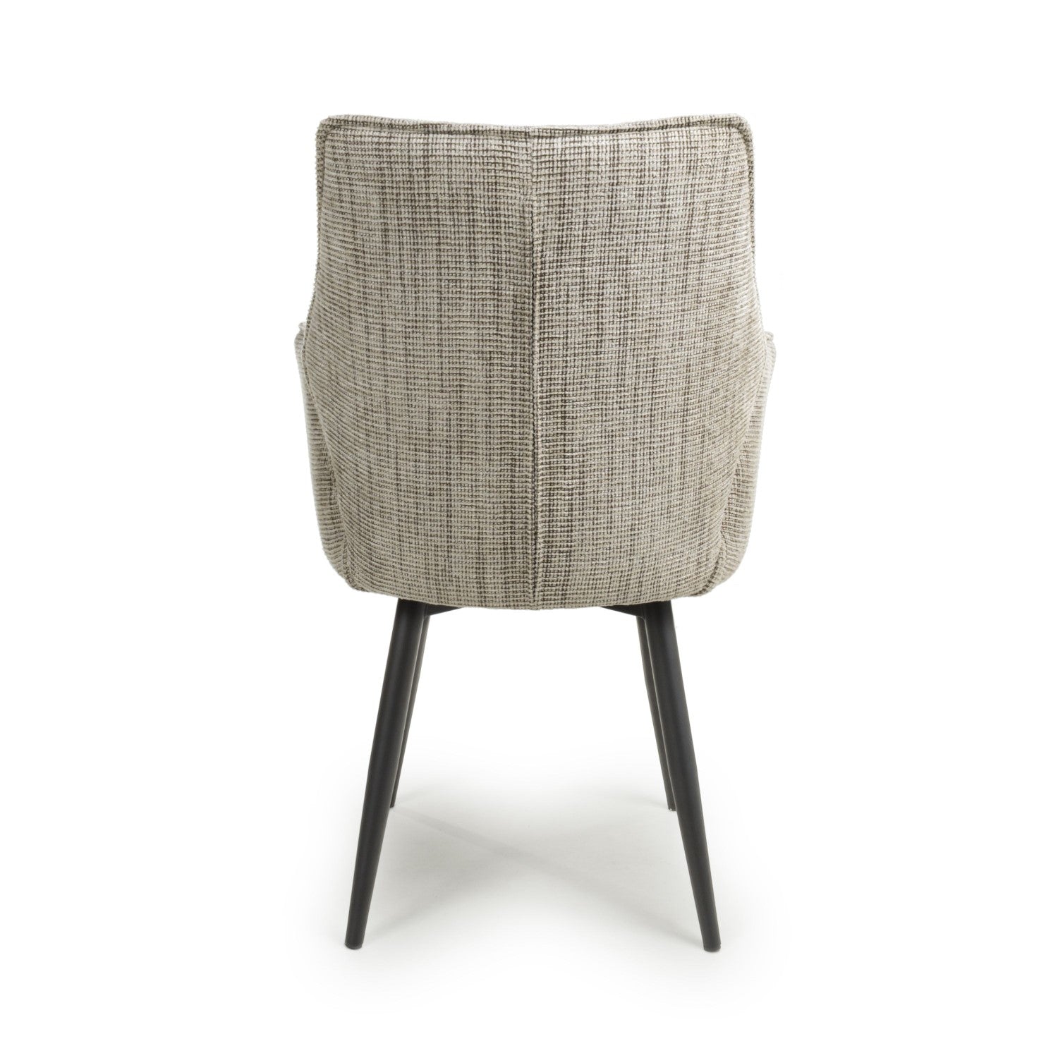 Toffee Cream Tweed Fabric Dining Chair with Black Metal Legs - Home Furniture Interiors