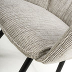 Toffee Cream Tweed Fabric Dining Chair with Black Metal Legs - Home Furniture Interiors
