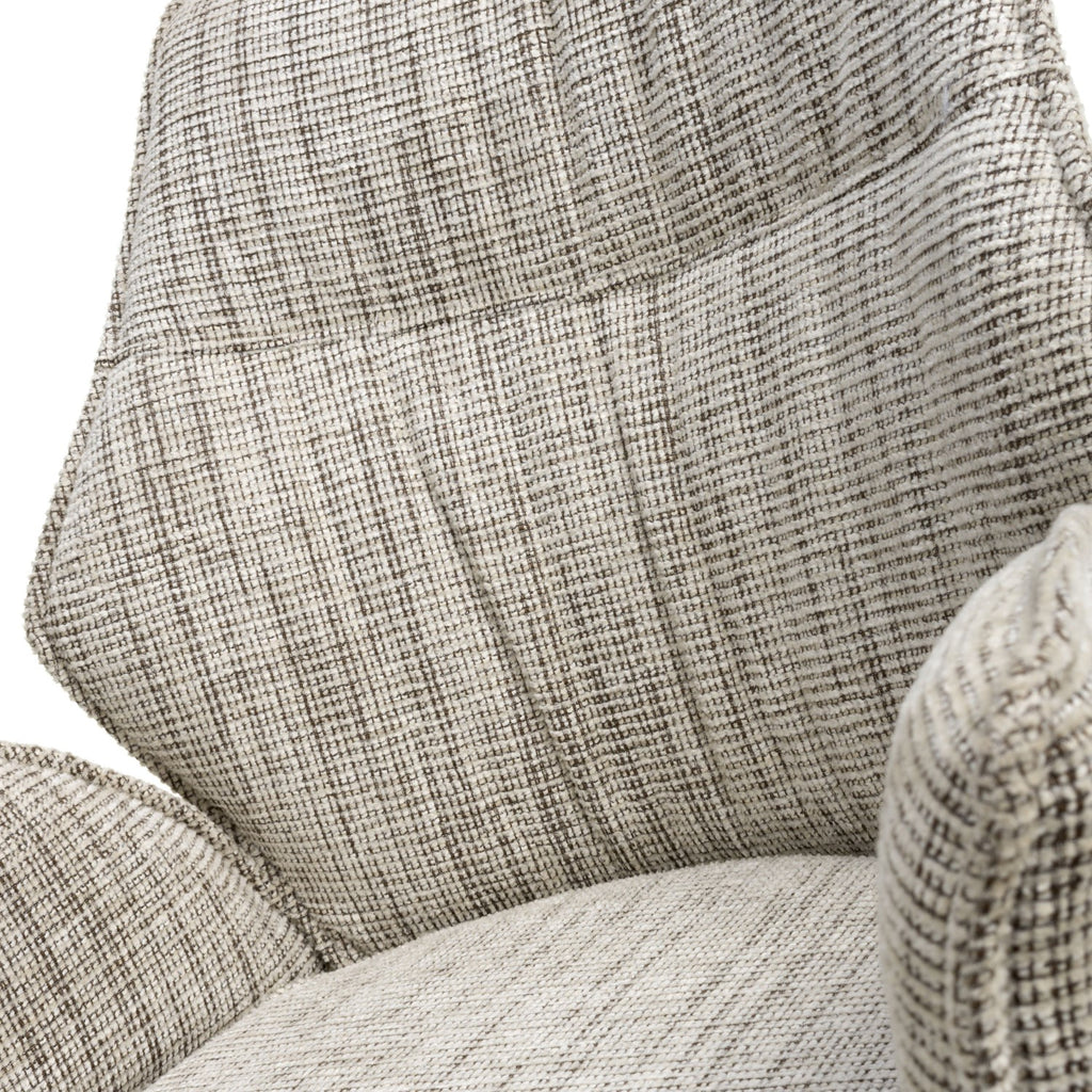 Toffee Cream Tweed Fabric Dining Chair with Black Metal Legs - Home Furniture Interiors