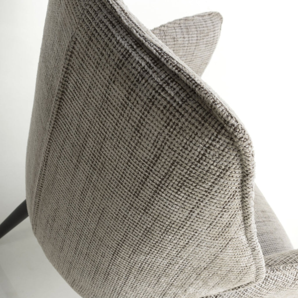 Toffee Cream Tweed Fabric Dining Chair with Black Metal Legs - Home Furniture Interiors