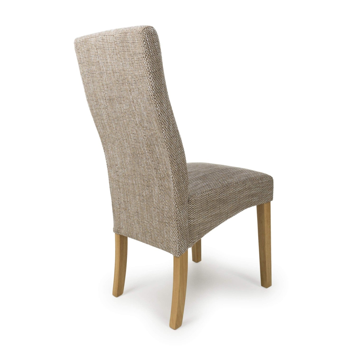 Tweed Oatmeal Fabric Dining Chair with Wooden Legs - Home Furniture Interiors