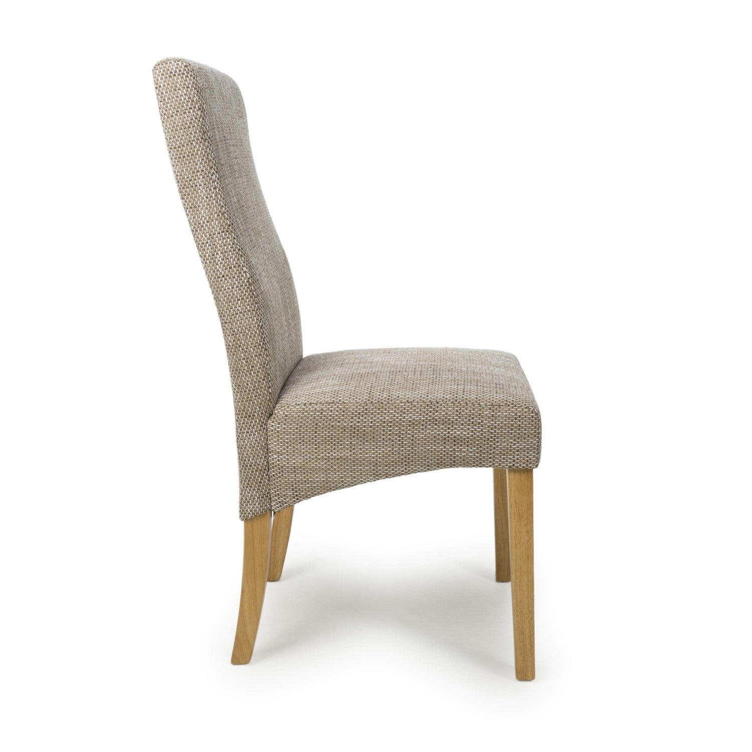 Tweed Oatmeal Fabric Dining Chair with Wooden Legs - Home Furniture Interiors