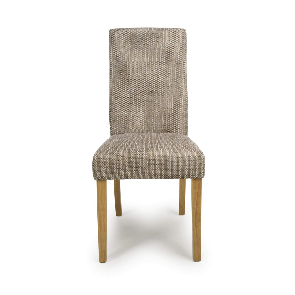 Tweed Oatmeal Fabric Dining Chair with Wooden Legs - Home Furniture Interiors