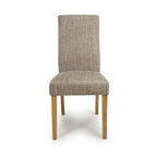 Tweed Oatmeal Fabric Dining Chair with Wooden Legs - Home Furniture Interiors