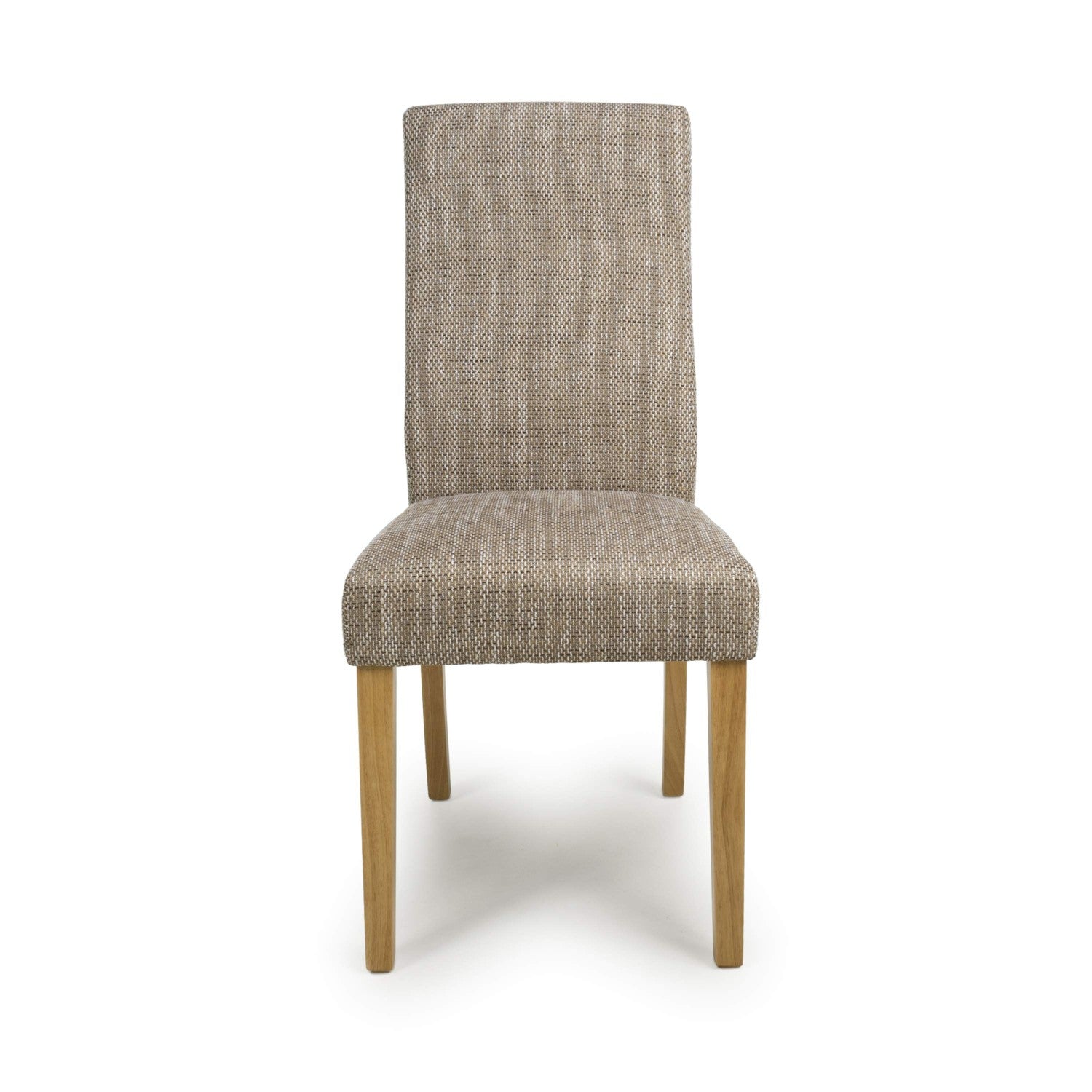 Tweed Oatmeal Fabric Dining Chair with Wooden Legs - Home Furniture Interiors
