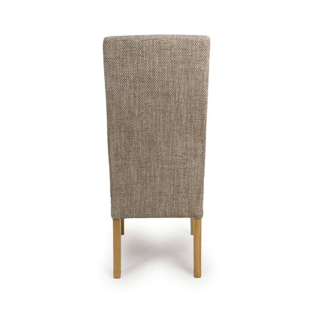 Tweed Oatmeal Fabric Dining Chair with Wooden Legs - Home Furniture Interiors