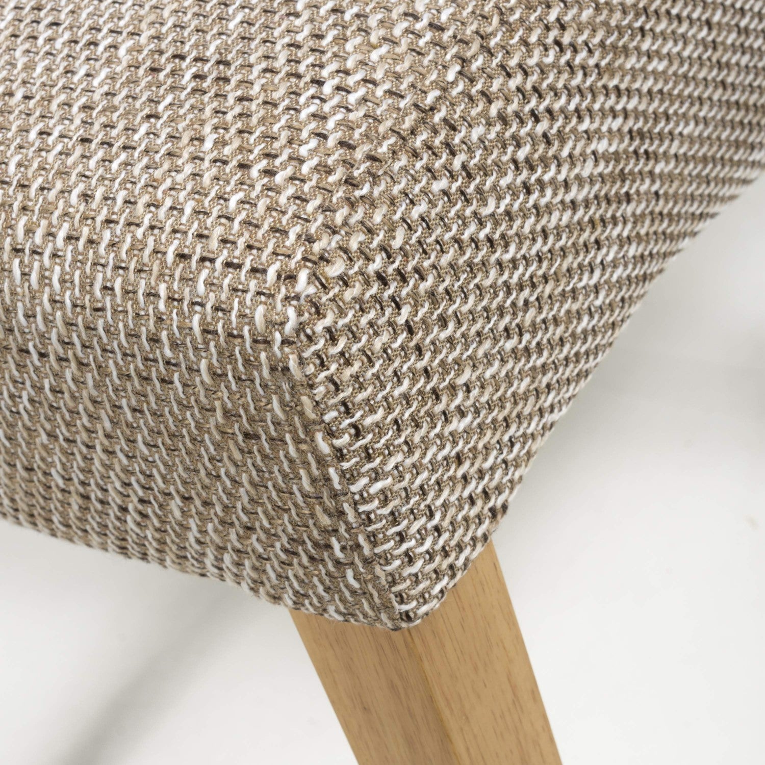 Tweed Oatmeal Fabric Dining Chair with Wooden Legs - Home Furniture Interiors