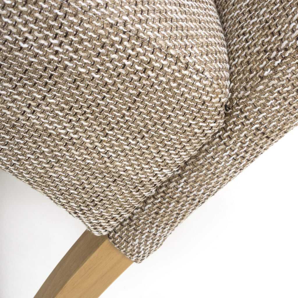 Tweed Oatmeal Fabric Dining Chair with Wooden Legs - Home Furniture Interiors