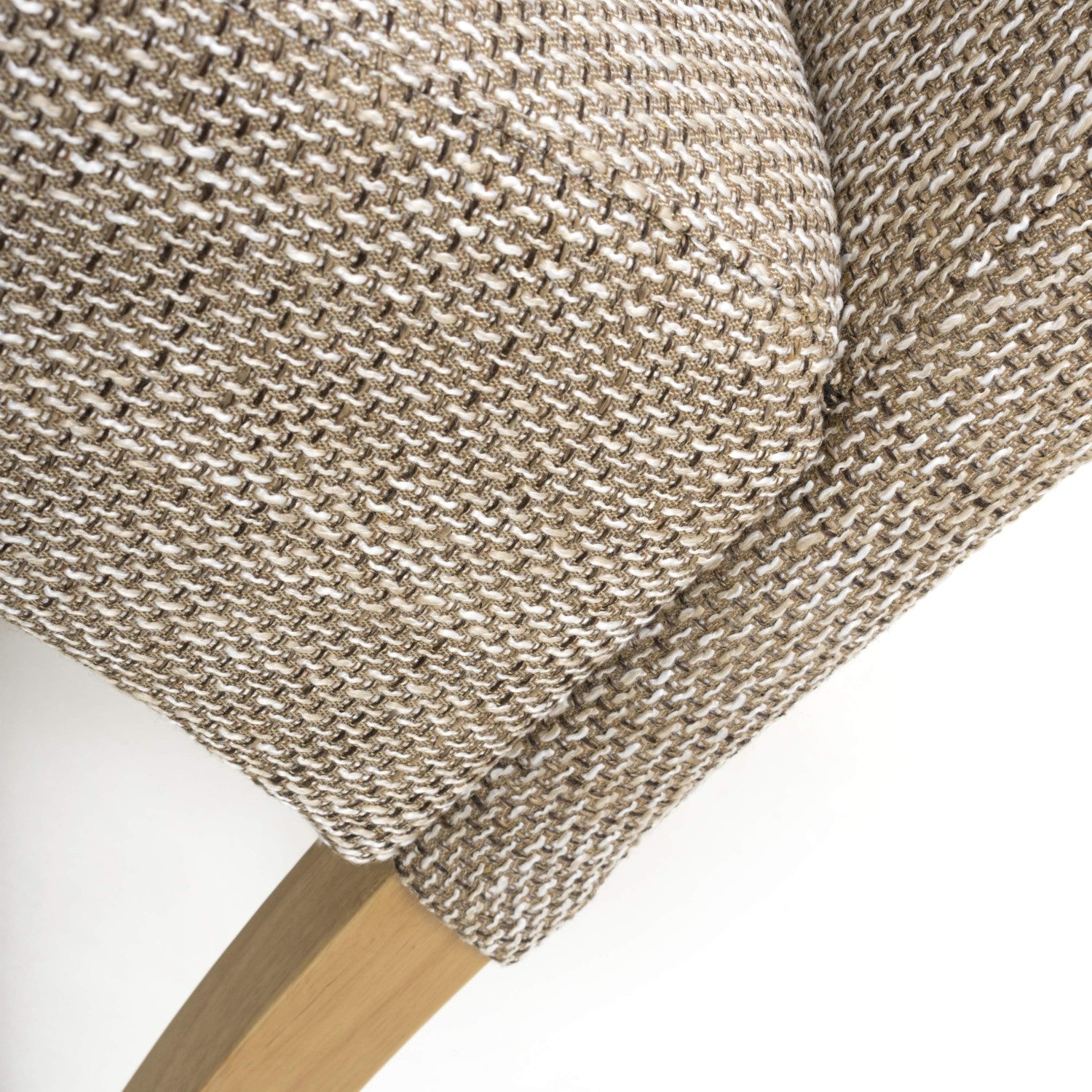 Tweed Oatmeal Fabric Dining Chair with Wooden Legs - Home Furniture Interiors