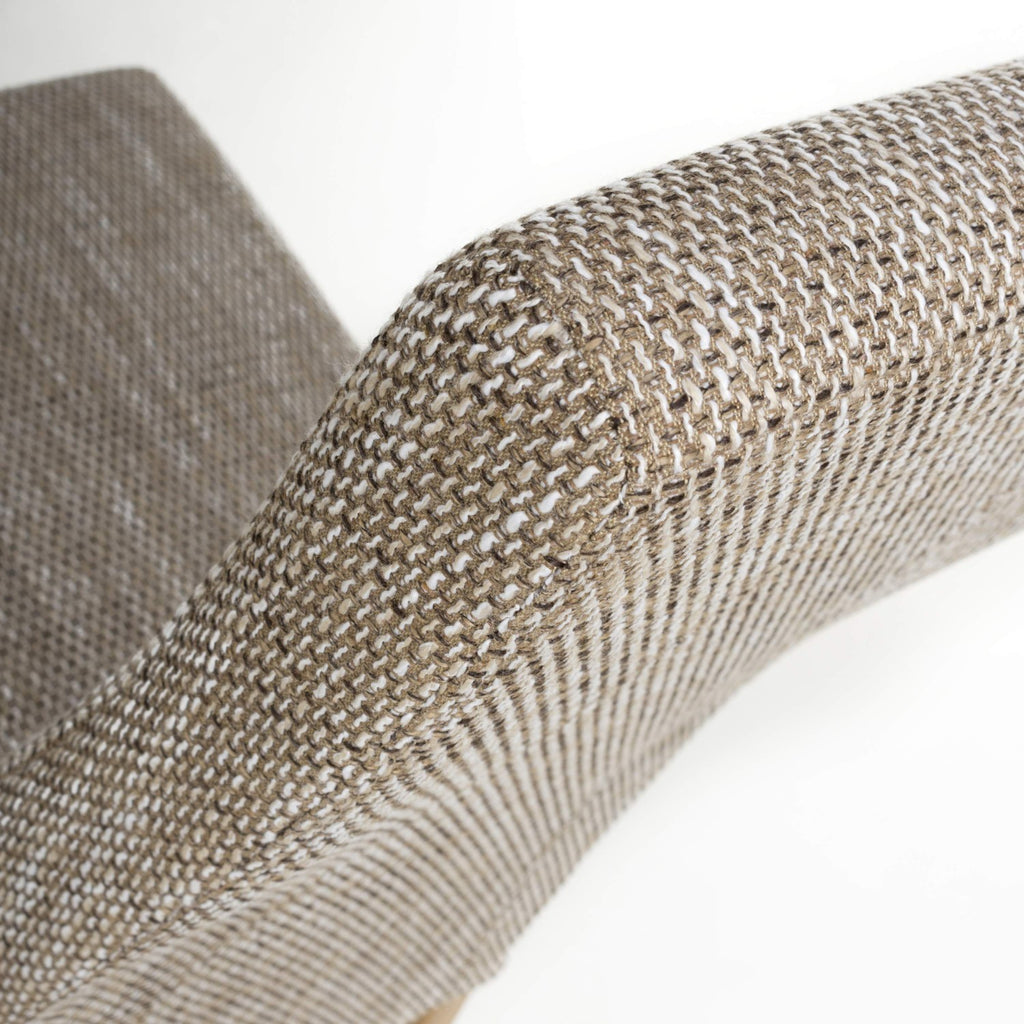 Tweed Oatmeal Fabric Dining Chair with Wooden Legs - Home Furniture Interiors