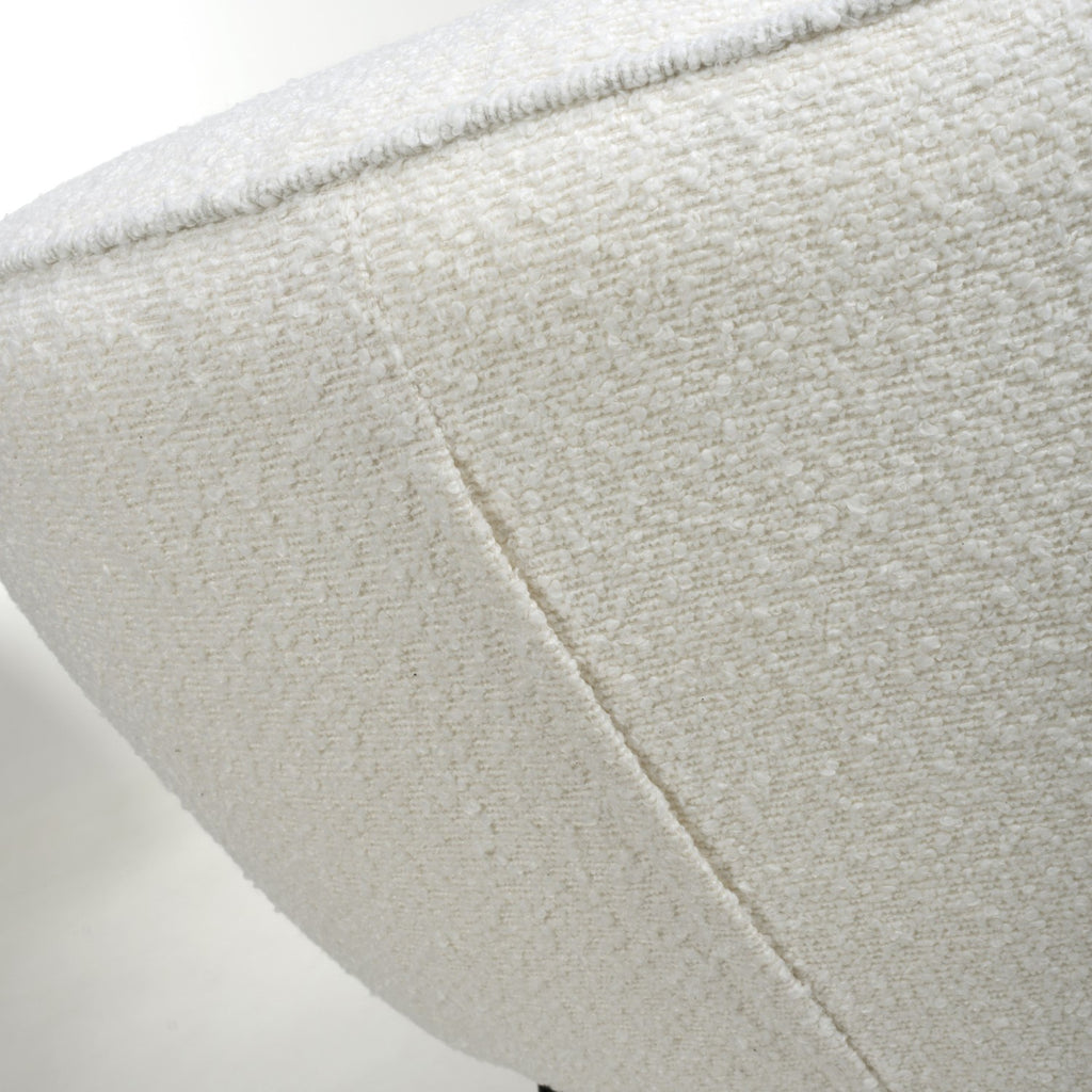 White Boucle Fabric Curved Tub Dining Chair Black Metal Legs - Home Furniture Interiors