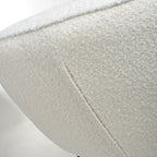 White Boucle Fabric Curved Tub Dining Chair Black Metal Legs - Home Furniture Interiors