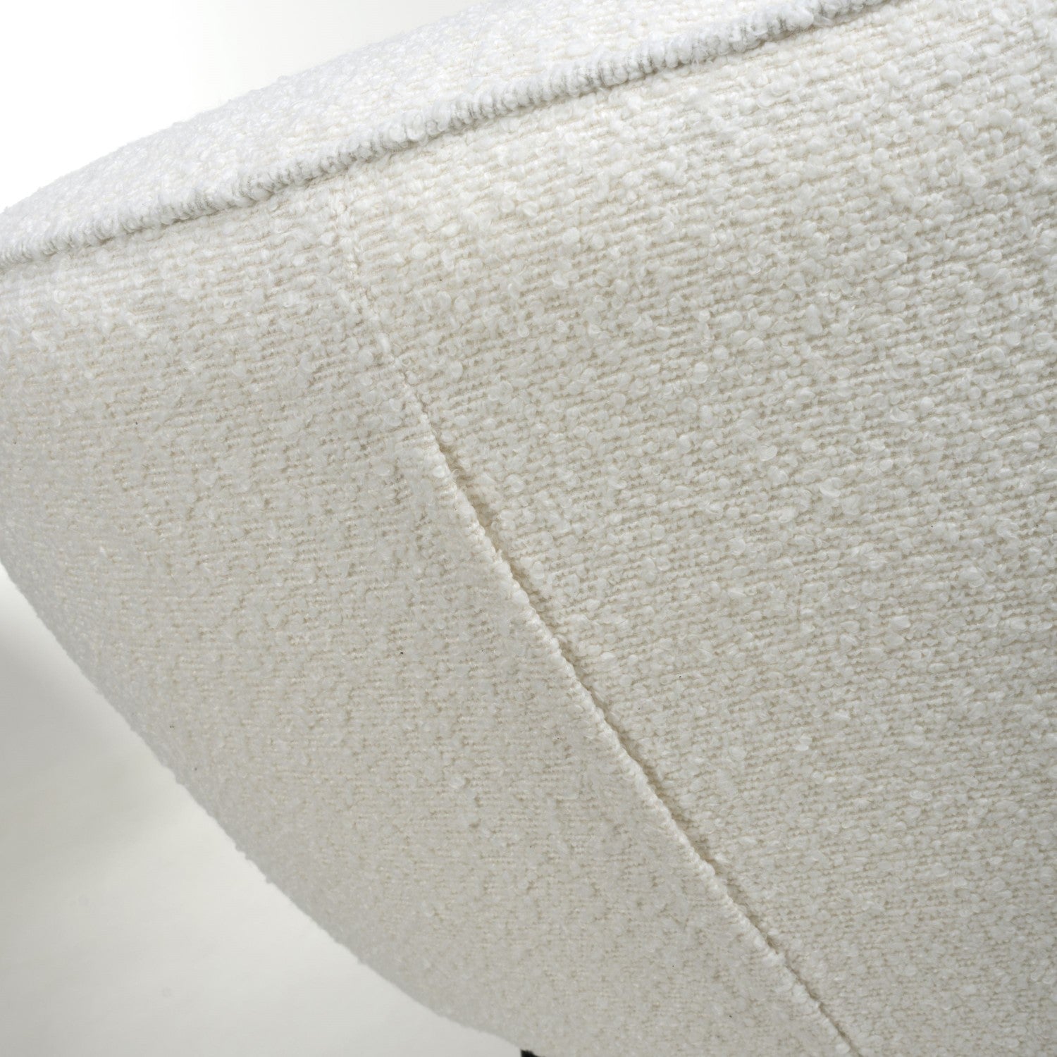 White Boucle Fabric Curved Tub Dining Chair Black Metal Legs - Home Furniture Interiors