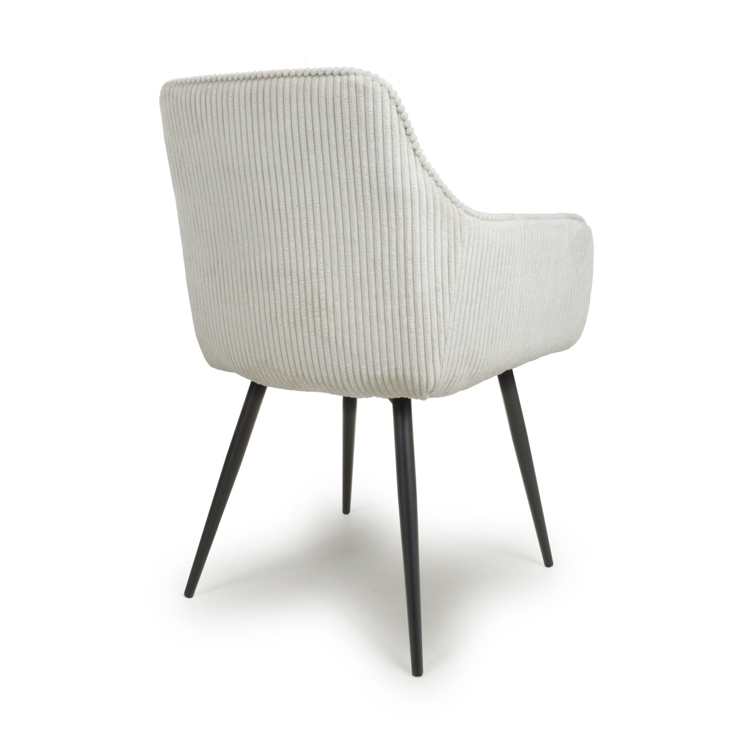 White Corduroy Fabric Dining Chair Black Metal Legs - Home Furniture Interiors