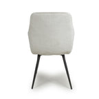White Corduroy Fabric Dining Chair Black Metal Legs - Home Furniture Interiors