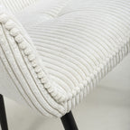 White Corduroy Fabric Dining Chair Black Metal Legs - Home Furniture Interiors