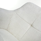 White Corduroy Fabric Dining Chair Black Metal Legs - Home Furniture Interiors