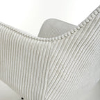 White Corduroy Fabric Dining Chair Black Metal Legs - Home Furniture Interiors