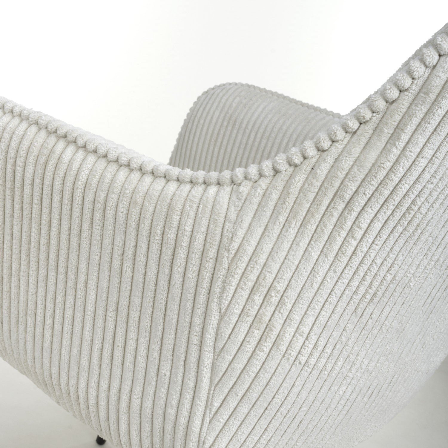 White Corduroy Fabric Dining Chair Black Metal Legs - Home Furniture Interiors