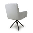 White Ribbed Corduroy Fabric 180 Degree Swivel Dining Chair - Home Furniture Interiors