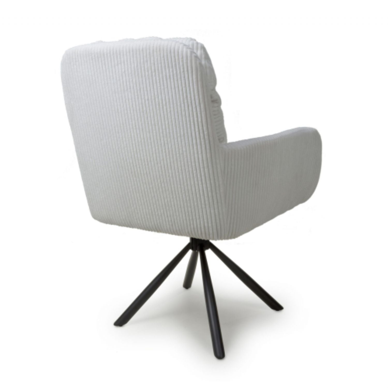 White Ribbed Corduroy Fabric 180 Degree Swivel Dining Chair - Home Furniture Interiors