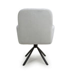 White Ribbed Corduroy Fabric 180 Degree Swivel Dining Chair - Home Furniture Interiors