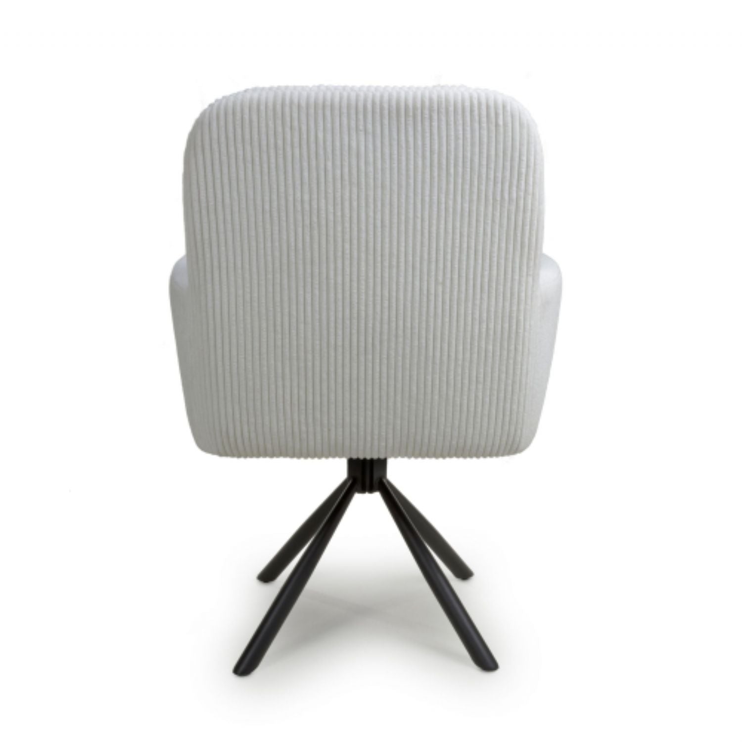 White Ribbed Corduroy Fabric 180 Degree Swivel Dining Chair - Home Furniture Interiors