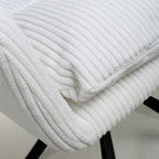 White Ribbed Corduroy Fabric 180 Degree Swivel Dining Chair - Home Furniture Interiors
