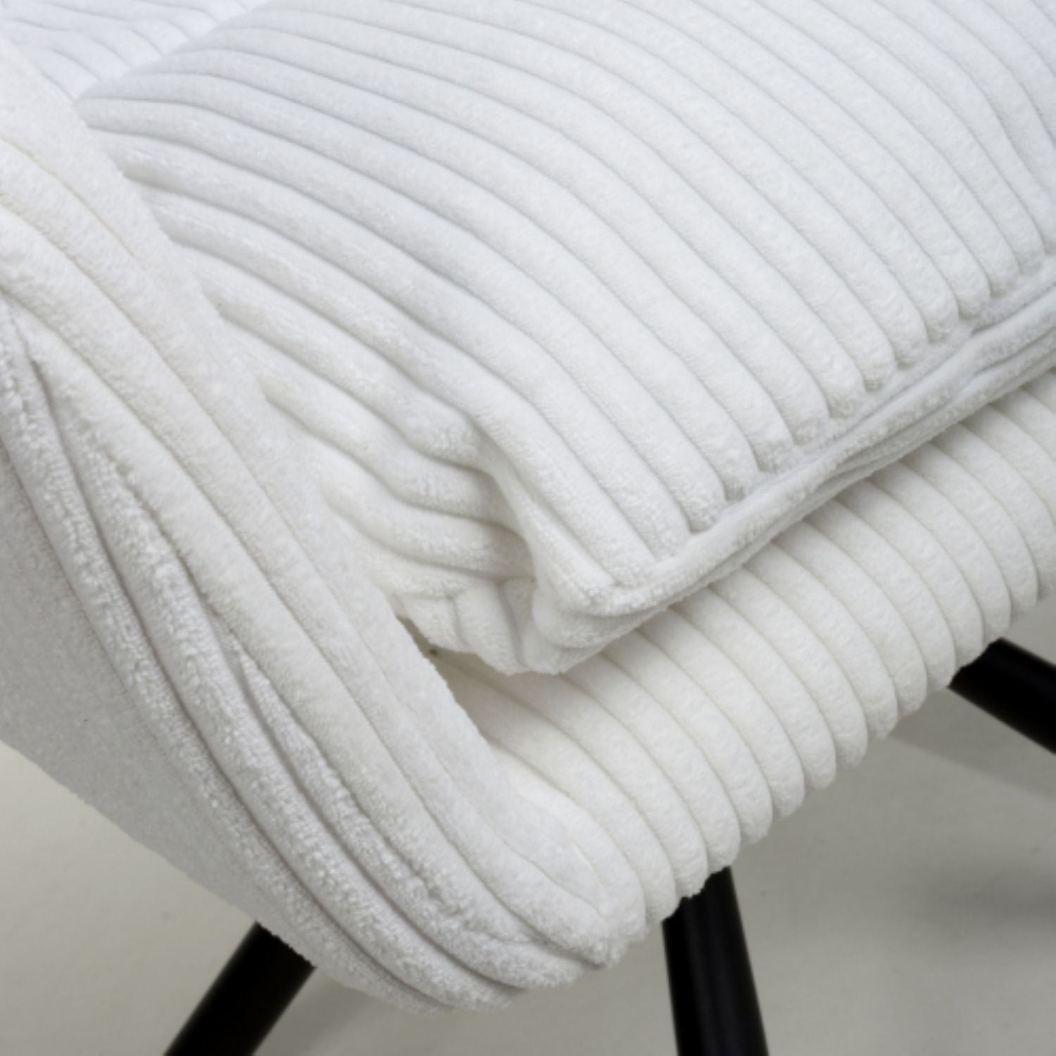 White Ribbed Corduroy Fabric 180 Degree Swivel Dining Chair - Home Furniture Interiors