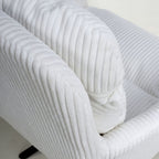 White Ribbed Corduroy Fabric 180 Degree Swivel Dining Chair - Home Furniture Interiors
