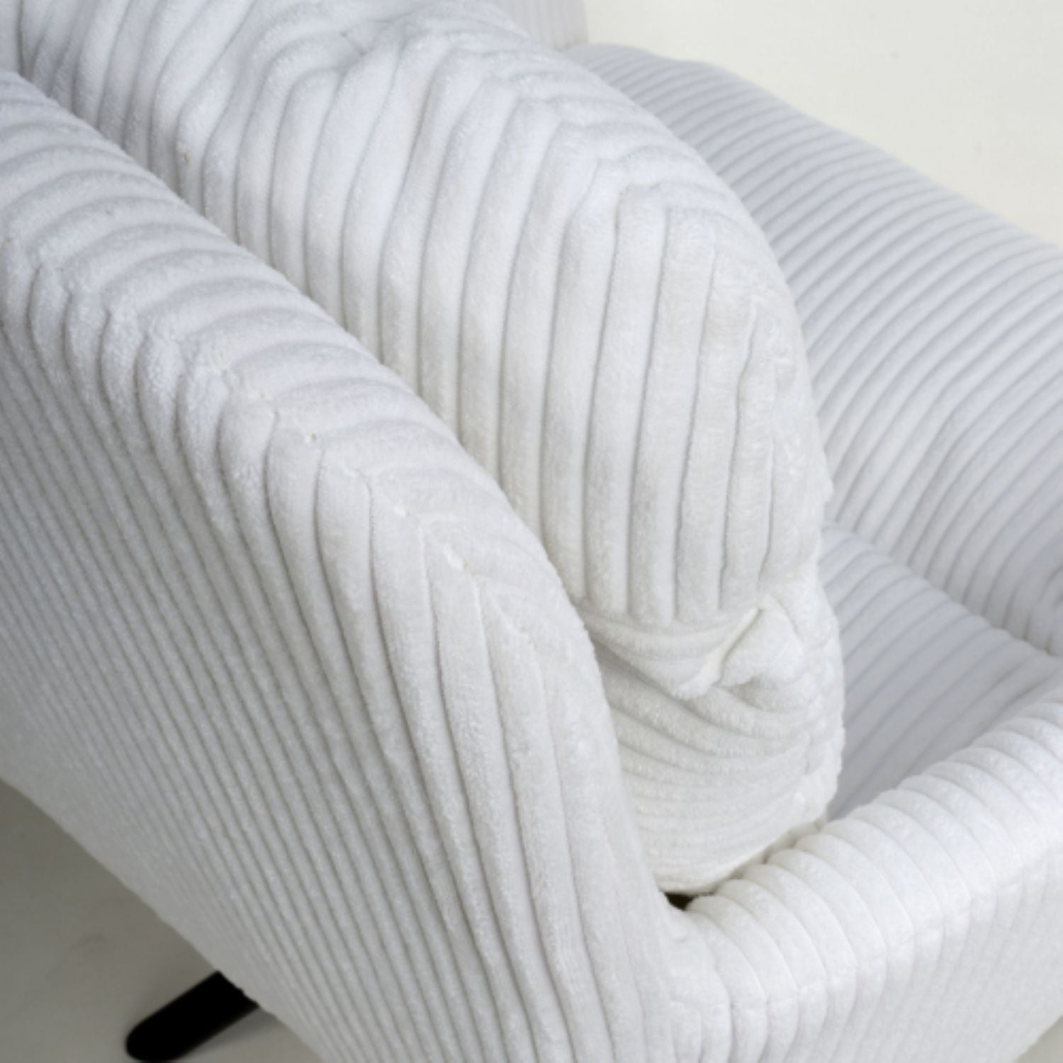 White Ribbed Corduroy Fabric 180 Degree Swivel Dining Chair - Home Furniture Interiors