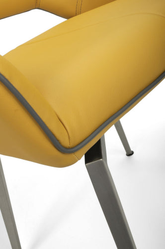 Yellow and Grey Leather Swivel Dining Chair - Home Furniture Interiors