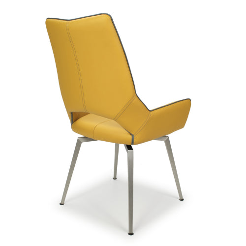 Yellow and Grey Leather Swivel Dining Chair - Home Furniture Interiors