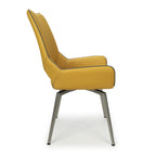 Yellow and Grey Leather Swivel Dining Chair - Home Furniture Interiors