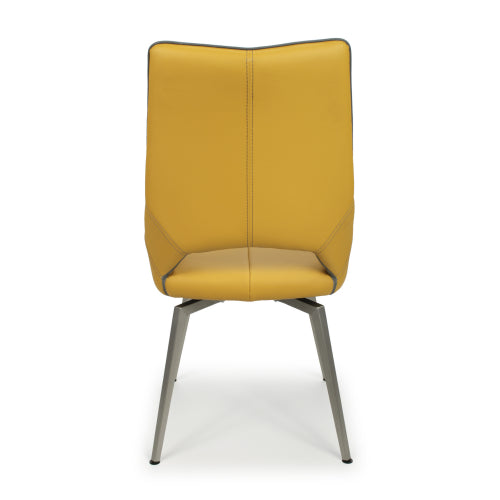 Yellow and Grey Leather Swivel Dining Chair - Home Furniture Interiors