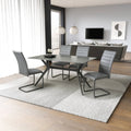 Dark Grey Sintered Effect 1.5m Dining Table with Black Base