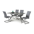 Dark Grey Sintered Effect 1.5m Dining Table with Black Base - Home Furniture Interiors