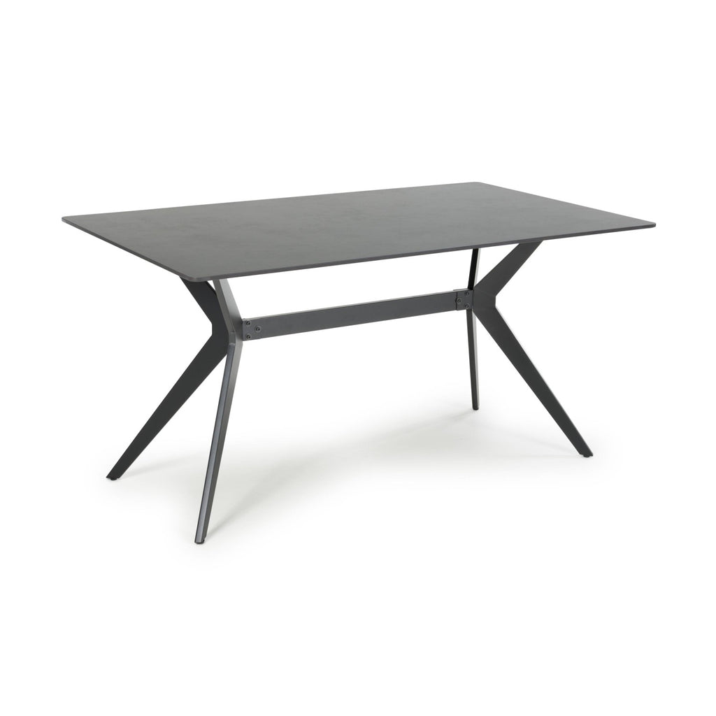 Dark Grey Sintered Effect 1.5m Dining Table with Black Base - Home Furniture Interiors